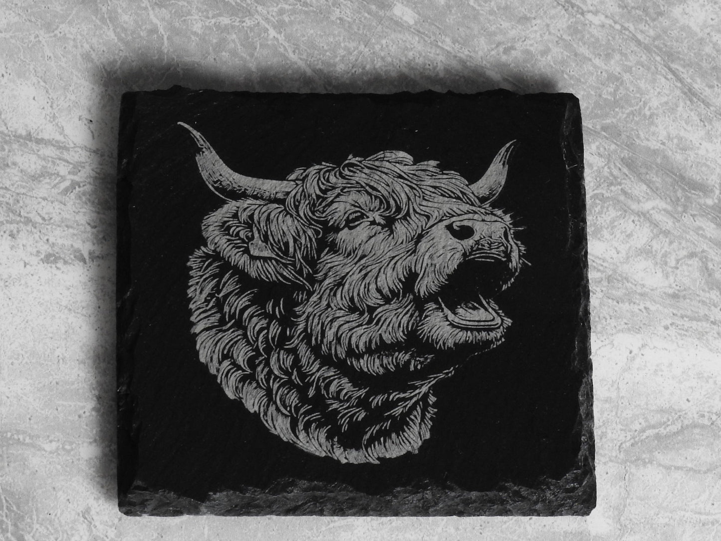 Scottish Highland Cow Slate Coasters - Set of 4