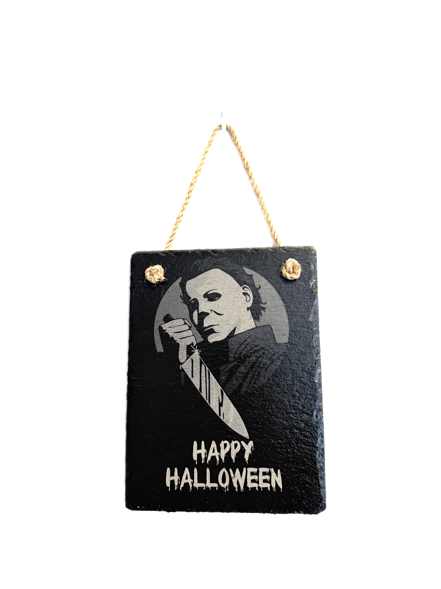 Happy Halloween Michael Myers Hanging Slate