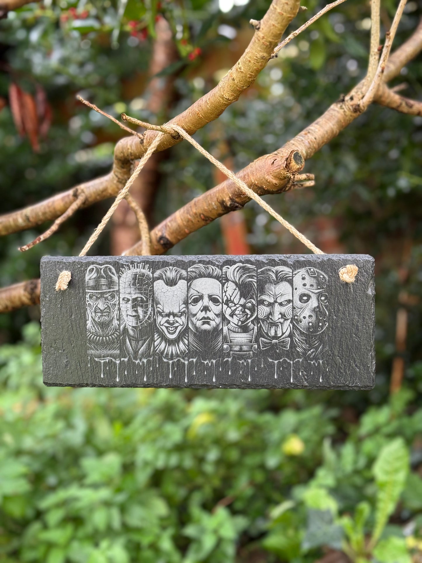 Horror Heroes Halloween Sign - Freddy, Hellraiser, IT the Clown, Michael Myers, Chucky, Jigsaw and Jason