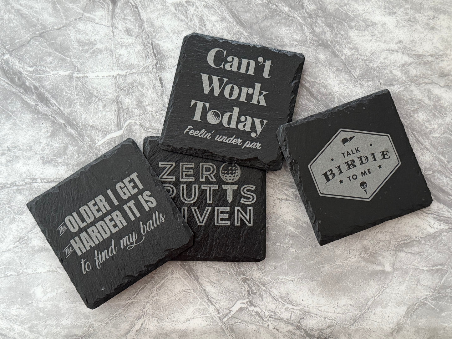 Set of 4 Funny Golf Coasters – Perfect for Golf Lovers