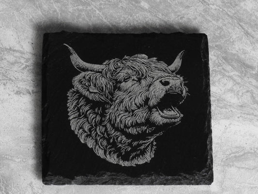 Scottish Highland Cow Slate Coasters - Set of 4