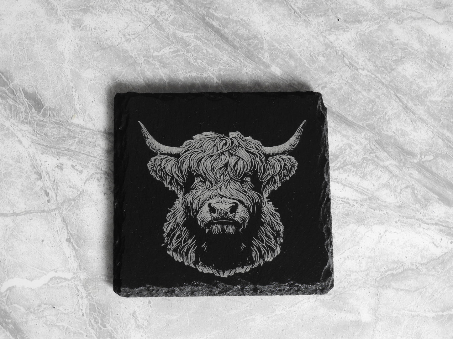 Scottish Highland Cow Slate Coasters - Set of 4