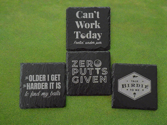 Set of 4 Funny Golf Coasters – Perfect for Golf Lovers