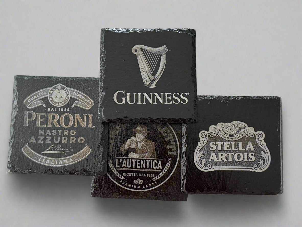 Set of 4 Iconic Beer Mats – Peroni, Birra Moretti, Guinness, Stella Artois, Beers of the World